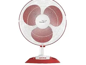 MOS V-Guard Esfera Table Fan | 3 Speed Settings | 1350 RPM Powerful Motor | Corrosion Resistant Powder-Coated Metal Guards | White Red | 40cm (400mm)