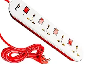 m eSYSTEMS 240 volts Extension Board, 4+4 Multi Plug Point Strip with LED Indicator, Individual Switches & Universal Sockets Extension Cord (2.8 Meter, White)