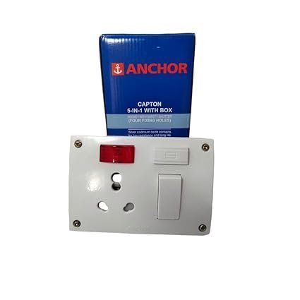 anchor by panasonic 14619 Penta 5 in 1 Combined Box 2 Hole Switch, 20 Amp, White - Image 3