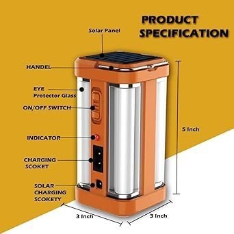 Boosty® Plastic 24 Energy 4 Tubes 360 Degree Hi-Bright Lantern with Solar and Rechargeable Electric Emergency Light (Multicolor) - Image 4