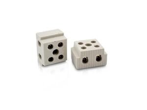 GLOBOMOTIVE 2 Way Porcelain Ceramics Terminal Blocks- 15 A 230 V High Temperature Connectors for Electric Wire Cable, Pack of 6