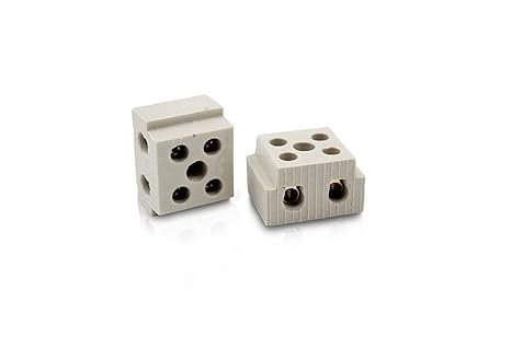 GLOBOMOTIVE 2 Way Porcelain Ceramics Terminal Blocks- 15 A 230 V High Temperature Connectors for Electric Wire Cable, Pack of 6