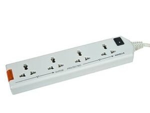 MOS Havells 240V 6A Four-Way 1440W Extension Board With wire (White)- 1.5 Metre ( Surge and Spike Guard)
