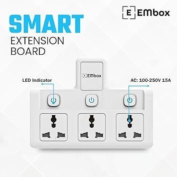 MOS EMBOX Multi Plug Socket with Individual Switch-Cordless Extension Board with 3 Universal Sockets-Multiplug -1500W - Image 6