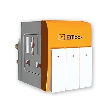 EMBOX 3 Pin Multi Plug Adapter with Individual Switch 3 Pin Plug Socket Safety Shutter Spike Buster Fuse Protected Adapter 3 Way Plug Extension for Home Office Travel-5A-250V, Pack of 1 Orange - Image 6