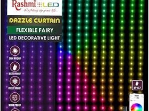 RASHMI Dazzle Curtain Flexible Fairy Smart Led Light PVC String 3 * 3 Meter RGB (Pack of 1) .