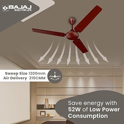 Bajaj Frore 1200 MM (48") 1 Star Rated Ceiling Fans For Home | BEE Star Rated Energy Efficient Ceiling Fan | Rust Free Coating For Long Life | High Air Delivery | 2-Yr Warranty 【Brown】 - Image 7