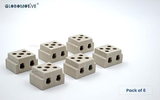 GLOBOMOTIVE 2 Way Porcelain Ceramics Terminal Blocks- 15 A 230 V High Temperature Connectors for Electric Wire Cable, Pack of 6 - Image 4