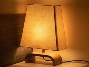 ExclusiveLane 'Geometry' Mango Wooden Table Lamp for Bedroom (13.1 Inch, Without Bulb, Pack of 1) | CFL/LED Table Lamp for Living Room Decoration Bedside Lamp Bedside Lamps for Bedroom Bed Side Lamp