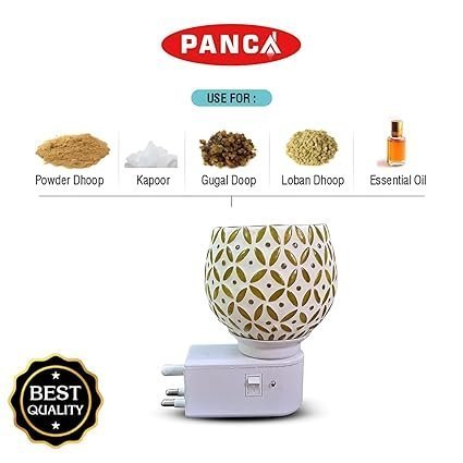 MOS PANCA Ceramic Star Camphor Diffuser for Home,Night Lamp,Electric Camphor Burner, Kapoor Dani,Aroma Incense Burner, Home Accessories,Gift,Electric Dhoop Dani for Home (Set of 1, Ceramic) - Image 5