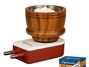SIGNAMIO® Kapoor Kapur Dani Camphor Karpuram Bakhoor Oud Aroma Oil Diffuser Incense Dhoop Burner Electrical Stand Machine for Home Fragrance Room Freshener -DN-1, Sheesham Wood