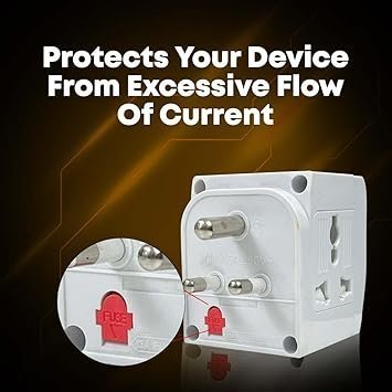 EMBOX 3 Pin Multi Plug Adapter with Individual Switch 3 Pin Plug Socket Safety Shutter Spike Buster Fuse Protected Adapter 3 Way Plug Extension for Home Office Travel-5A-250V, Pack of 1 Orange - Image 3