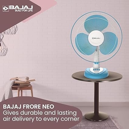 MOS Bajaj Frore Neo Table Fan 400 MM | Table Fans For Home & Office | Aerodynamically Balanced Blades | 100% Copper Motor | High Air Delivery | 3-Speed Control | 2-Yr Warranty 【Blue】 - Image 5
