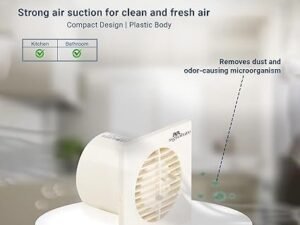 RR Signature Vento Axial 100 MM Exhaust Fan for Bathroom, Kitchen, and Office, Noiseless, Guard, and Anti-Rust Body (White), 3 Year Warranty