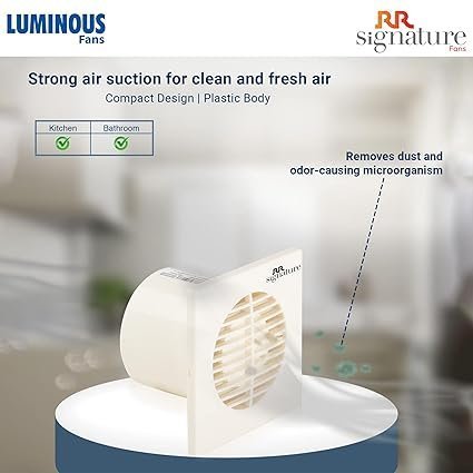 RR Signature Vento Axial 100 MM Exhaust Fan for Bathroom, Kitchen, and Office, Noiseless, Guard, and Anti-Rust Body (White), 3 Year Warranty