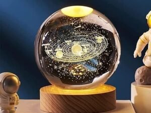 Desidiya Universe Crystal Ball Night Light,2.4 Inch Glass Ball Night LED Lamp with Woodern Base,Decorations Gifts for Men,Women,Kids,Boys,Girls,Teens