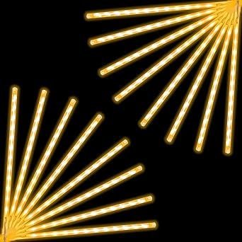 mos XERGY Meteor Lights 8 Tube 192 LED 14 Inch Waterproof Plug in Falling Rain Fairy String Lights for Halloween Christmas Holiday Party Home Patio Outdoor Decoration Tree Decorations, Warm White - Image 3