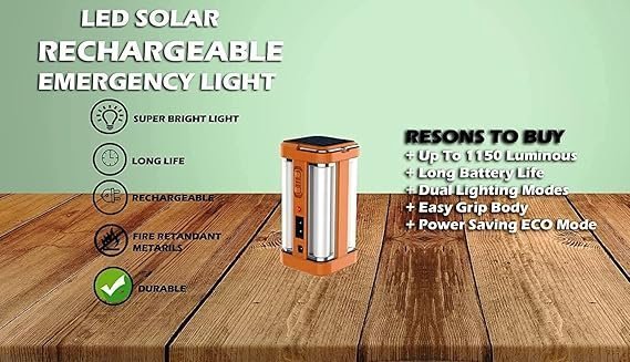 Boosty® Plastic 24 Energy 4 Tubes 360 Degree Hi-Bright Lantern with Solar and Rechargeable Electric Emergency Light (Multicolor) - Image 3