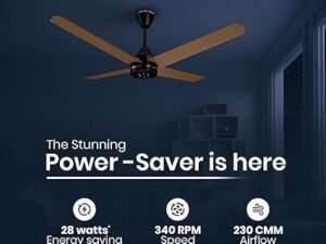 Stella Quad1200 mm BEE 5 Star Rated BLDC Ceiling Fans with Remote | 4 Blade | Designer Fans | High Speed | Power Saver | 100% Copper Winding | Noiseless | 2+2 Year Warranty