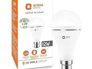 Orient Electric 12W Rechargeable Emergency LED bulb| Inverter Bulb for home with 2 hours battery backup| Up to 4 kV surge protection| 6500K, Cool White, B22d base| Over charging Protection| Pack of 1