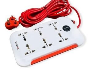 mos eSYSTEMS Extension Board, 6 Multi Plug Point Strip With Led Indicator, Master Switch & Universal Sockets Extension Cord, Short Circuit Protection (4.6 Meter) (White) (Cruze), 240 Volts