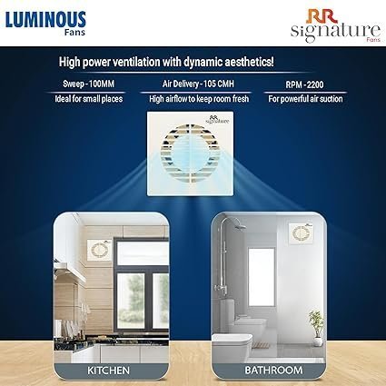 RR Signature Vento Axial 100 MM Exhaust Fan for Bathroom, Kitchen, and Office, Noiseless, Guard, and Anti-Rust Body (White), 3 Year Warranty - Image 3