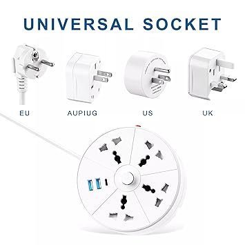 mos EMBOX Rotary Extension Board with USB C USB A Extension Board with Switches Universal Sockets LED Indicator-5 mtr Extension Cord, Multi Plug Socket with Safety Shutter(4 Sockets + 3USB Retractable) - Image 2