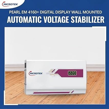 Microtek Pearl EM 4160+ Digital Display Wall Mounted Automatic Voltage Stabilizer Upto 1.5 Ton AC Working Power 160V-285V with 3 Year Warranty - Image 3