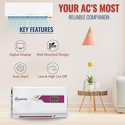 Microtek Pearl EM 4160+ Digital Display Wall Mounted Automatic Voltage Stabilizer Upto 1.5 Ton AC Working Power 160V-285V with 3 Year Warranty - Image 4
