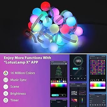 Gesto 5V Ball Shape Serial String Lights - USB Smart Music Sync Led Lights with Remote and App Control,RGB Color Changing Fairy Lights (5 Meter, 33 Led,Multicolor) . - Image 4