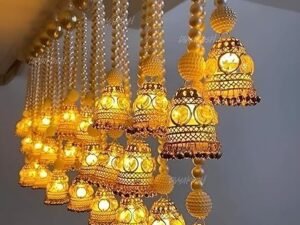 Divyakosh Wall Hangings for Home Decoration, Set of 2 Diwali Lights, Handmade Diwali Decoration Wall hangings, Door Valance Hanging with LED T-Lights for Wedding Decor Home Living Decor .