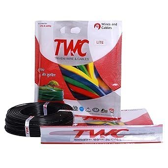 TWC Black-10 SQMM-90 METER Lite Core Electrical Wire | Insulated PVC Copper Wire | Cable for Domestic & Industrial Connection Purpose | Flame Resistant - Image 3