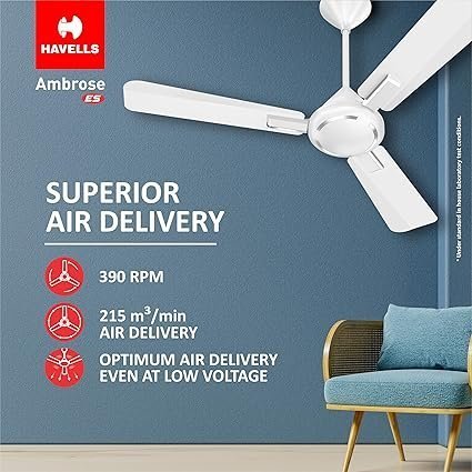 Havells 1200Mm Ambrose Es Ceiling Fan|Premium Matt Finish, Decorative Fan, Elegant Looks, High Air Delivery, Energy Saving, 100% Pure Copper Motor|2 Year Warranty - Image 3