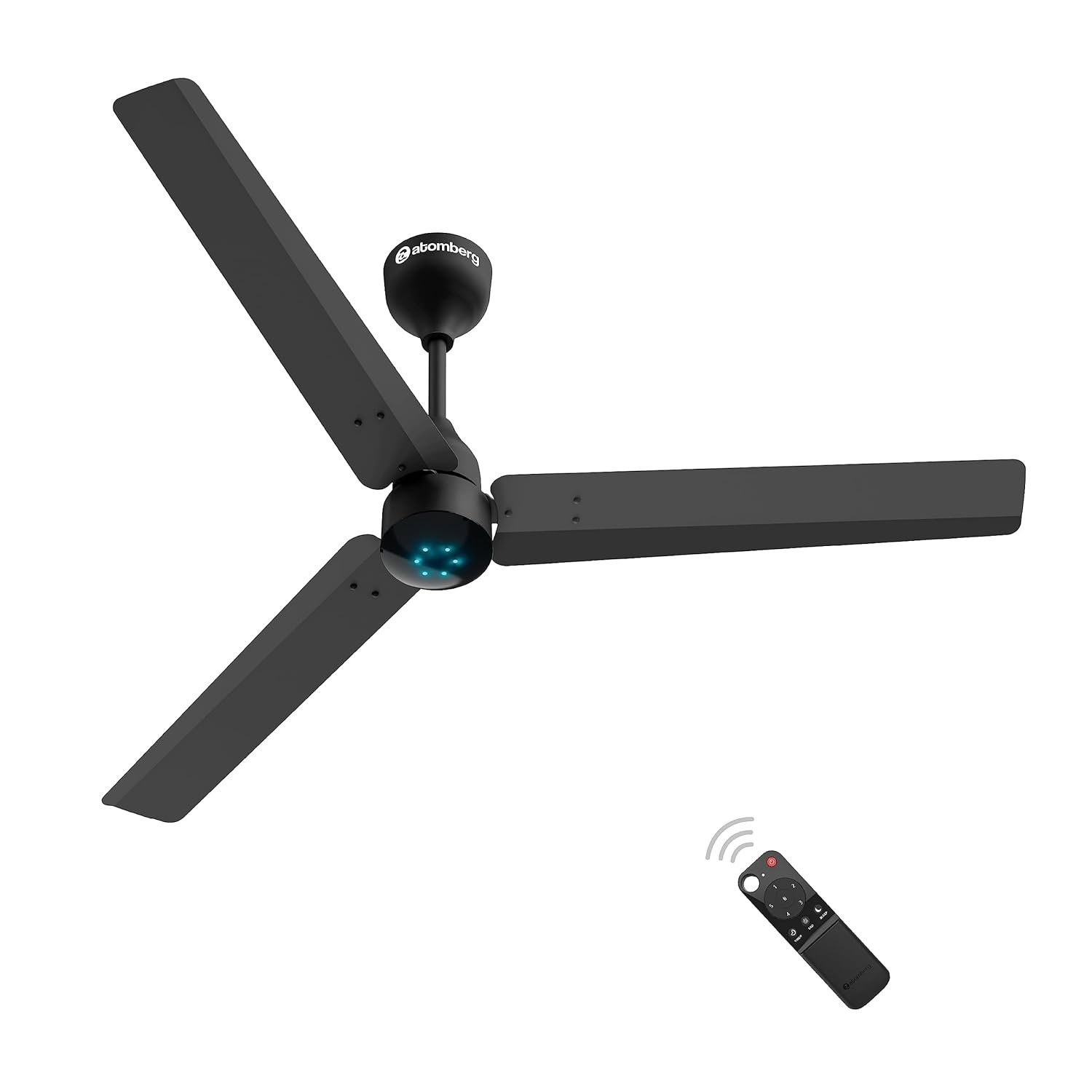 atomberg Renesa 1200mm BLDC Ceiling Fan with Remote Control | BEE 5 star Rated Energy Efficient Ceiling Fan | High Air Delivery with LED Indicators | 3 Year Warranty (Midnight...