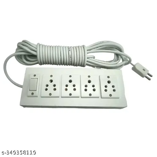 MOS Wooden 4 Plug 1 Button Extension Board (White) - Image 3