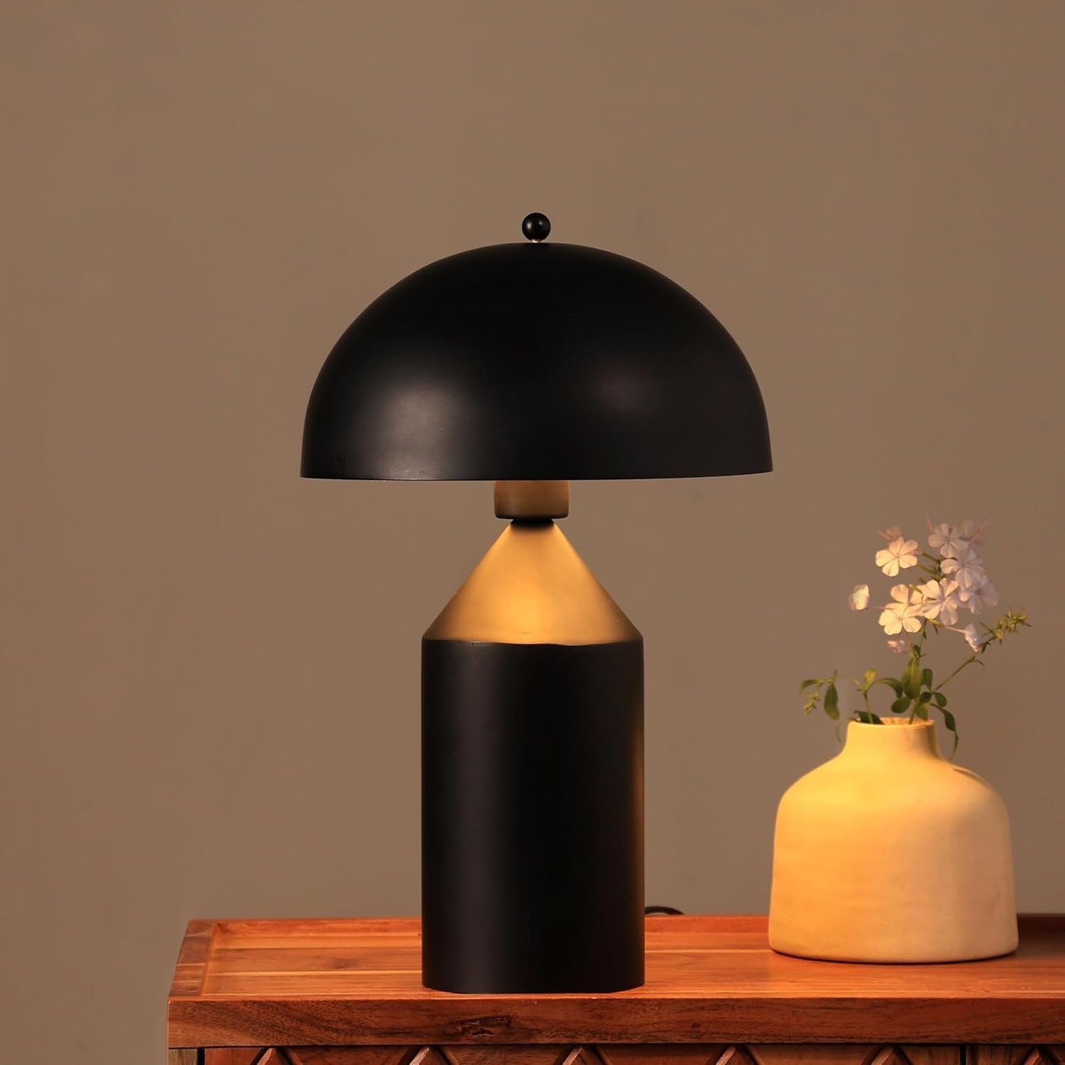 Table Lamp (Black) | Handmade Modern Design Lampshade | Best for Bedroom, Living Room, Study Room, Home Office | Decorative Night Lamp | (Bulb not Included)