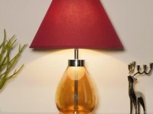 Fondi Amber and Nickel Finish Table Lamp (Maroon)