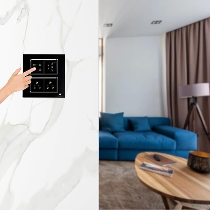 L&G 8 Modular Smart Switch Board | 2 Smart Switch Control, 1 Smart Fan Regulator, 2 Socket (Size: 8M Square- 154 x 160 x 45 mm) - Image 4