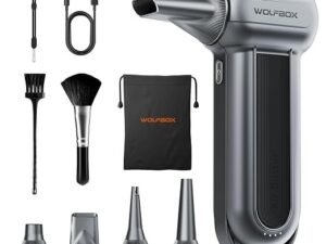 WOLFBOX MF100 Electric Air Duster - 150,000 RPM Rechargeable Cordless Blower, Brushless Motor, 3-Speed Adjustable for Cleaning Computers, Keyboards, Cars, Homes, and Outdoor Spaces