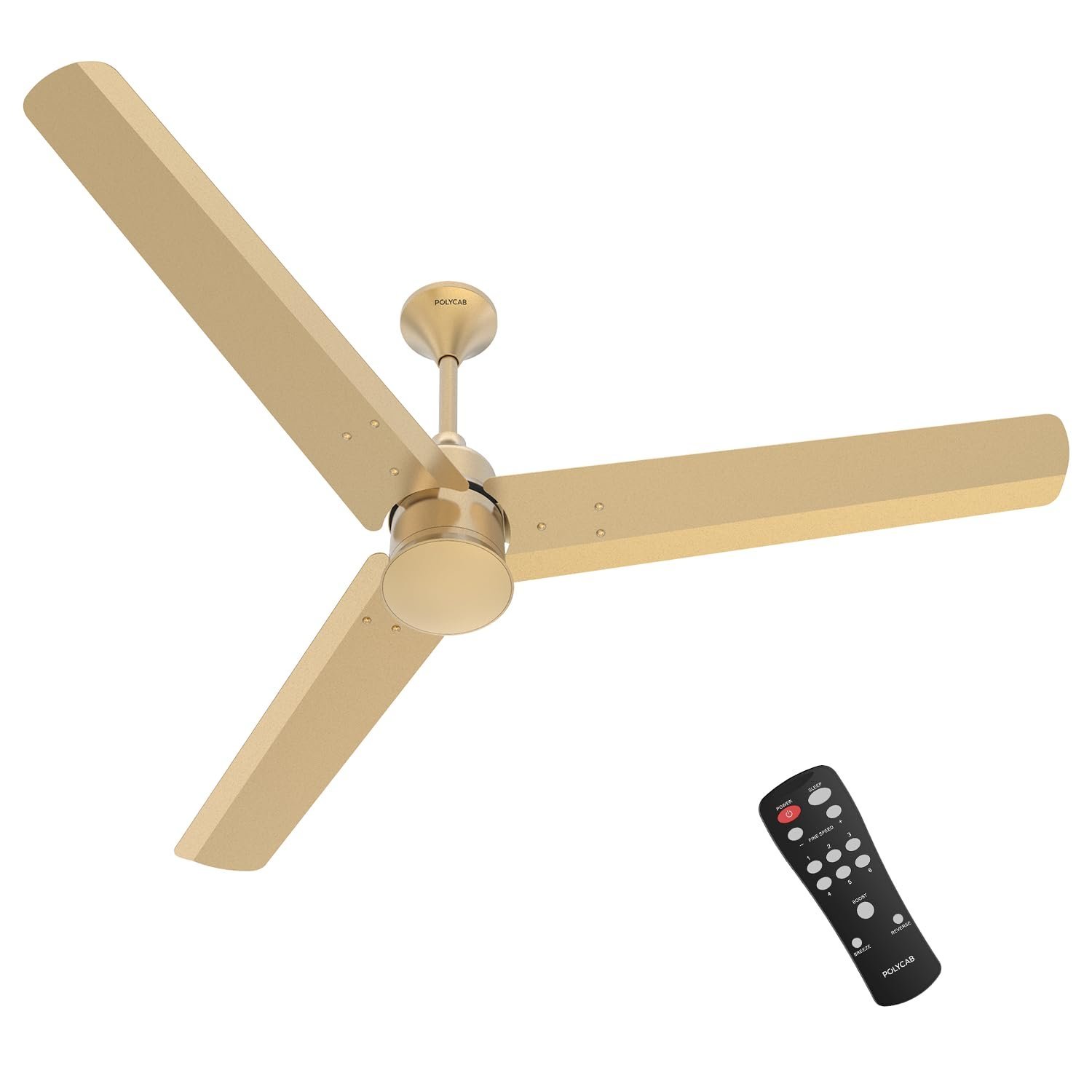 Polycab Silencio Mini 1200mm 5-Star BLDC, Remote Ceiling fan for home| 55% Energy Saving, 100% Copper, High Speed, 25 Speed Setting, Reversable & Timer | 4-yr Warranty【Birkin Gold】