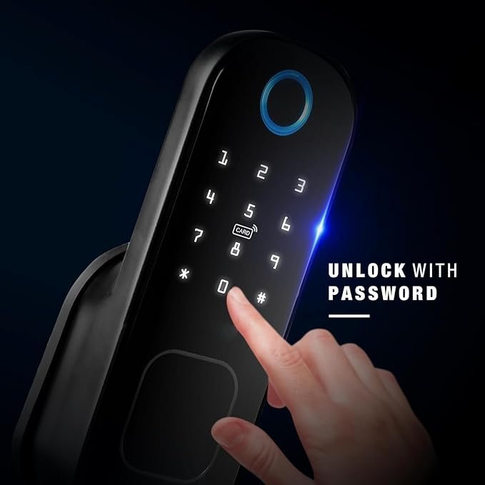 Auslese® Series 5- WiFi Smart Biometric Door Rim Lock with App Support | Finger Print | RFID + Passcode | Mechanical Key | OTP | Black - Image 4