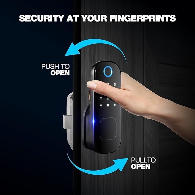 Auslese® Series 5- WiFi Smart Biometric Door Rim Lock with App Support | Finger Print | RFID + Passcode | Mechanical Key | OTP | Black - Image 2