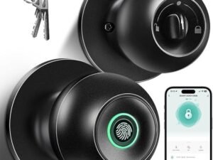 NexusLab Smart Fingerprint Door Lock, 0.5s Fast Fingerprint Scan, APP Remote Control, 3-in-1 Entry(Fingerprint/Key/App), for Home、Bedrooms、Office、Apartment、Garage(Matte Black)