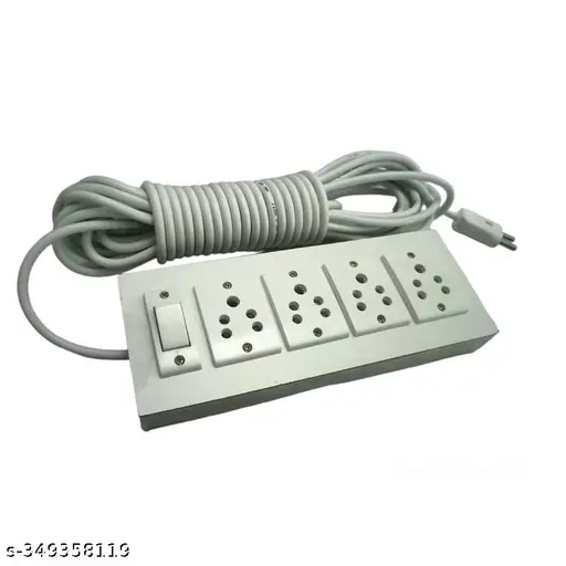 MOS Wooden 4 Plug 1 Button Extension Board (White) - Image 4